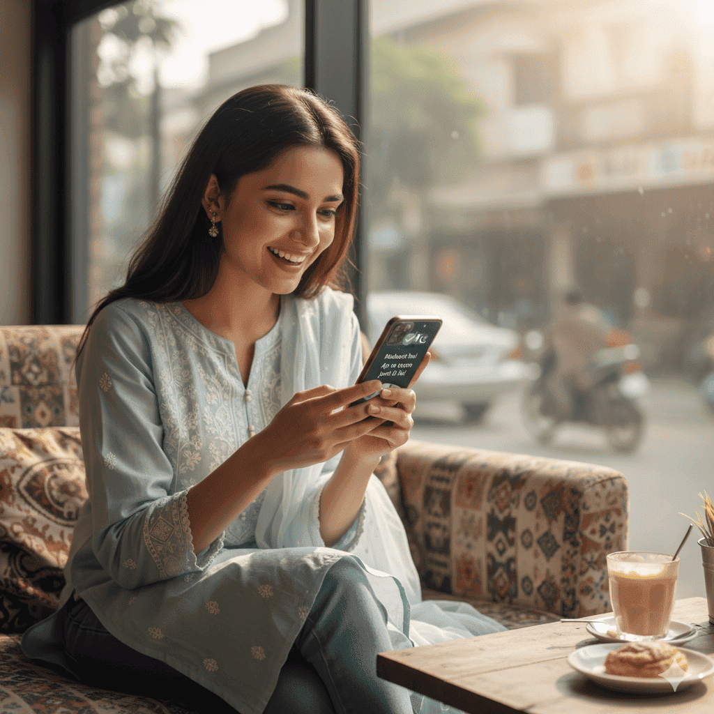 Happy winner celebrating a cash prize in Pakistan